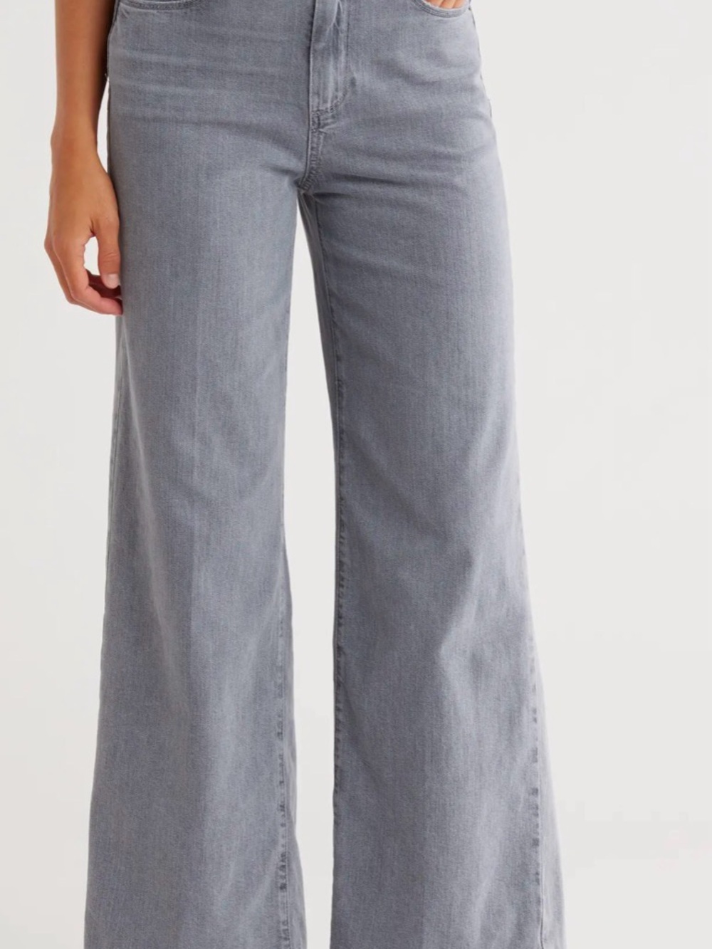 PAIGE Genssee Wide-Leg Jeans in Light Gray Wash